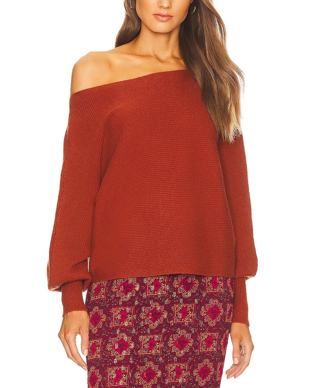 House Of Harlow 1960 Ribbed Burnt Orange Winifred Sweater Size XS
